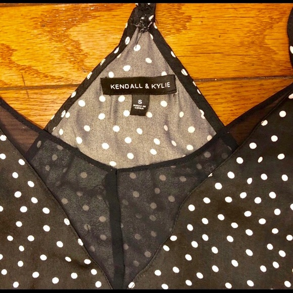 Kendall & Kylie slinky silk & mesh polka dot top S - Picture 3 of 4